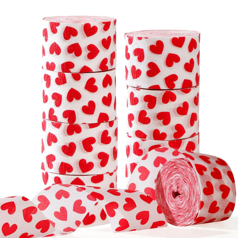 Valentines-Day Party-Decorations Red Heart Streamers - 8 Rolls Special