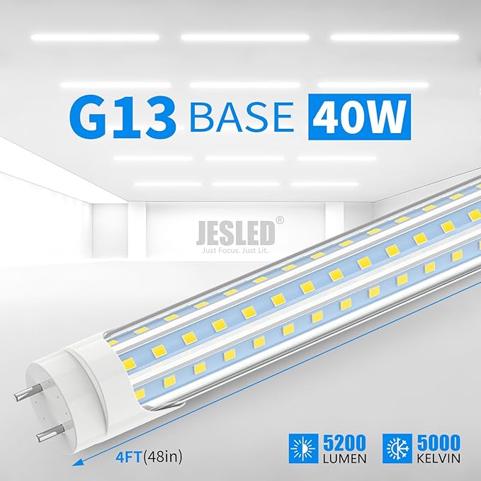 12 Pack 4FT T8 LED Tube Lights 40W 5200LM 5000K D Shaped Type A B Warehouse Garage Replacement