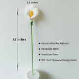 5 Pcs Crochet Calla Lily Artificial Flowers, Handmade Wedding Bouquet, Creative Gift For Women Anniversary College Students Coworkers, Office And Home Decor (White)