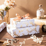 3D Kraft Wrapping Paper Roll - Mini Roll - 17 Inch X 16.5 Feet - Gold And White Leaves Design With Embossed Perfect For Birthday, Holiday, Wedding, Baby Shower