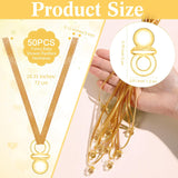 51 Pcs Cool Baby Shower Game Wooden Bear Sign Gift Sets 50 Baby Shower Pacifiers Necklace Acrylic Pacifier For Gender Reveal Party Favor(Brown)