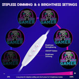 Gamer Neon Sign Dimmable Colorful LED Wall Light 15.4 x 12.6 Inch USB Powered Game Room Bedroom Decor