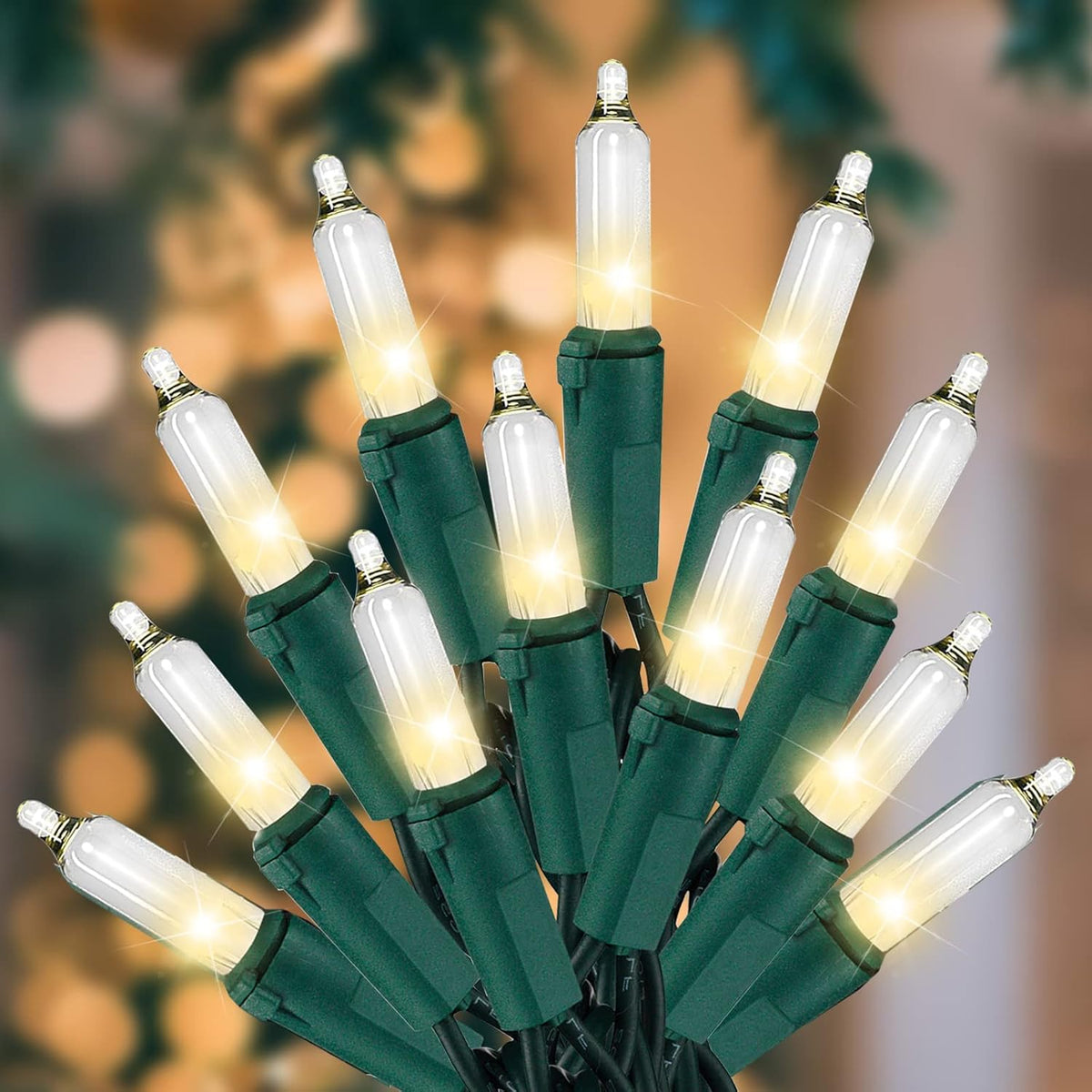 Christmas Lights For Tree 20Ft 100 Count Mini Lights Green Wire Christmas Tree Lights Waterproof Incandescent Bulb For I