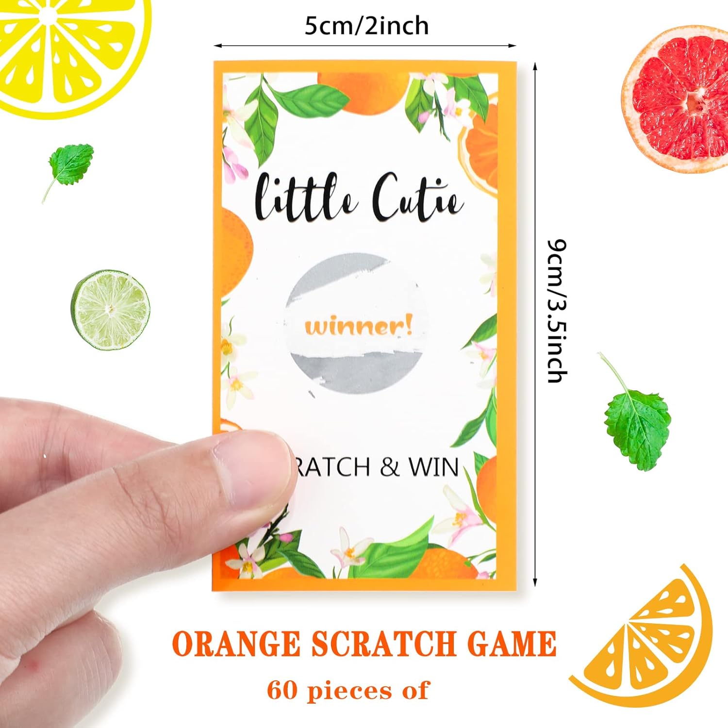 60 Pack Little Cutie Scratch Off Cards Little Cutie Baby Shower Games Orange Theme Scratch Off Cards For Little Cutie Baby Shower Birthday Party Supplies