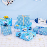 Shark Reversible Wrapping Paper Roll - 1 Roll 17” X 33 Ft Happy Birthday Wrapping Paper Roll Kids Blue Ocean Birthday Gift Wrap Roll Boys Wrapping Paper Polka Dot Design Summer Bday Party Favor