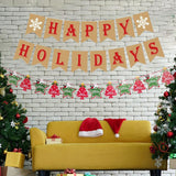Happy Holidays Banner Kit, 2 Pieces Christmas Tree Bunting Garland, Xmas Holiday Welcome New Year Party Supplies Decorations For Home Office