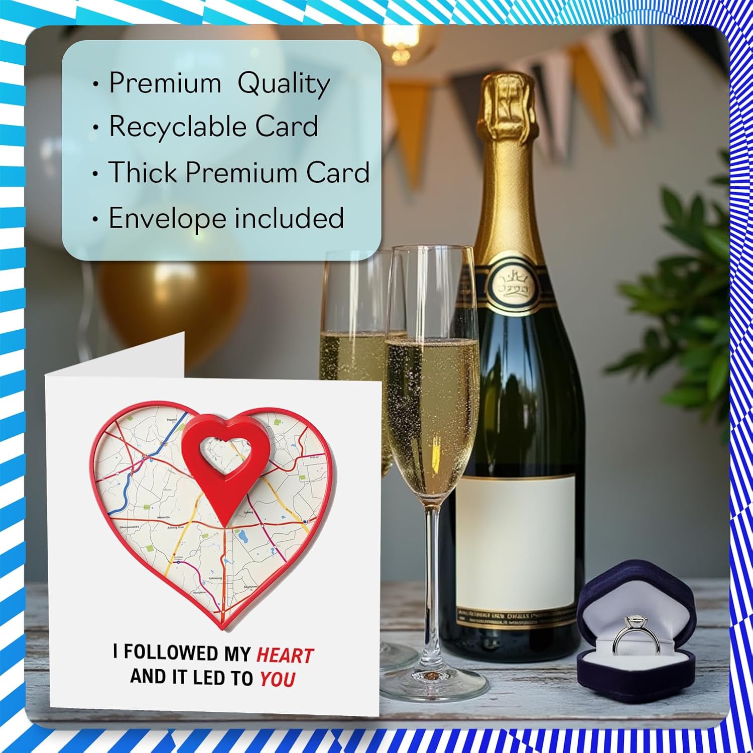 Cute Valentines Day Card - Follow Your Heart - Adorable Happy Valentines Card For Women Men, 5.7 Inch Loving Sentimental Valentine Greeting Cards