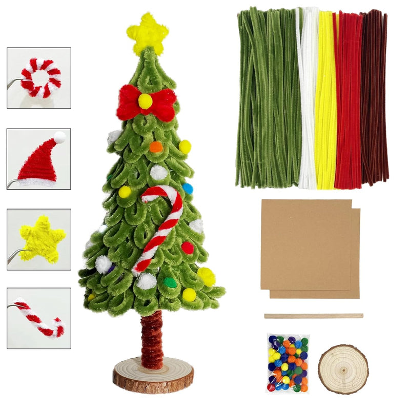 203 Pcs Pipe Cleaners Craft Supplies Pack, Diy Christmas Tree Creativity Set,