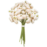 18Pcs Mini Ranunculus Artificial Flowers (1.5" Head) - Premium Faux Silk Filler Flowers For Wedding Bouquet, Diy Centerpieces - Realistic Green Wired Stems - Cream