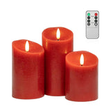 Red Flameless Candles With Remote, Real Wax Flickering Battery Operated Candles With Timer, Electric Led Fake Candles For Christmas Decorations Valentines Holiday Party Home Decor, Set Of 3