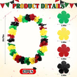 Black History Month Leis Decorations Black History Month Flower Leis Bulk Flower Necklaces Party Supplies Freedom Day Party Decorations(12 Pcs)
