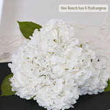 12.6'' White Hydrangea Artificial Flowers, 6Pcs Real Touch Latex Fake Hydrangeas With Short Stems & Leaves For Home Decoration, Party Floral Arrangements, Wedding Bouquet, Table Centerpieces