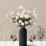 Faux Pompon Mum Flowers - 14Pcs Realistic Artificial Chrysanthemum Flower, Beige Silk Fake Kiku Blooms Flower Bulk With Eucalyptus Stems For Home Decor, Wedding Centerpieces, Floral Arrangements
