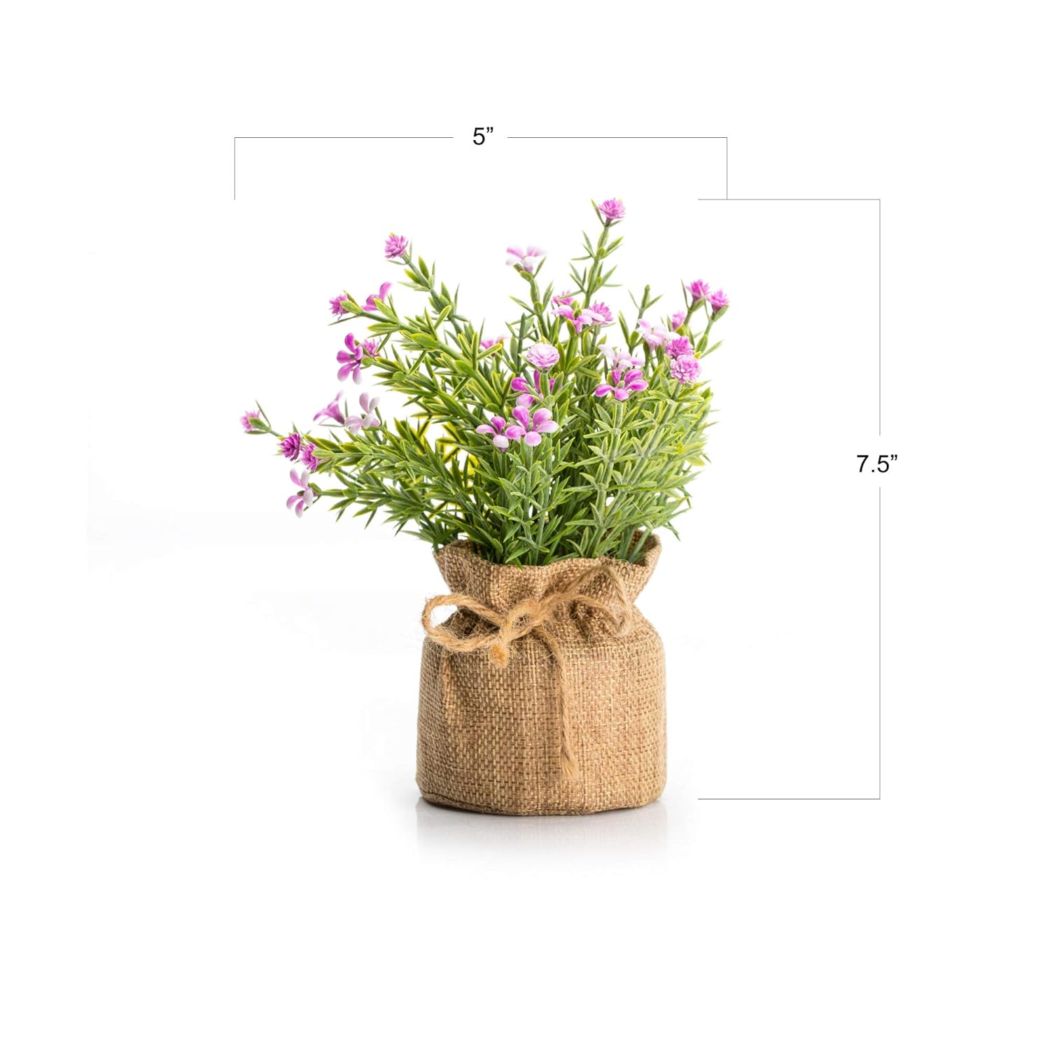 Babys Breath Artificial Flowers In Small Burlap Bag Vases 3Pcs -Gypsophila Faux Flowers Farmhouse Home Coffee Table Bookshelf Office Desk Decorations Kitchen Dining Room Fake Plants Indoor