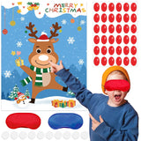 Fun Christmas Games: Pin The Nose On The Reindeer Set With 36 Noses Stickers And 2 Blindfolds - Perfect Holiday Activity For Adults And Family Party - Reusable Christmas Party Games For Adults