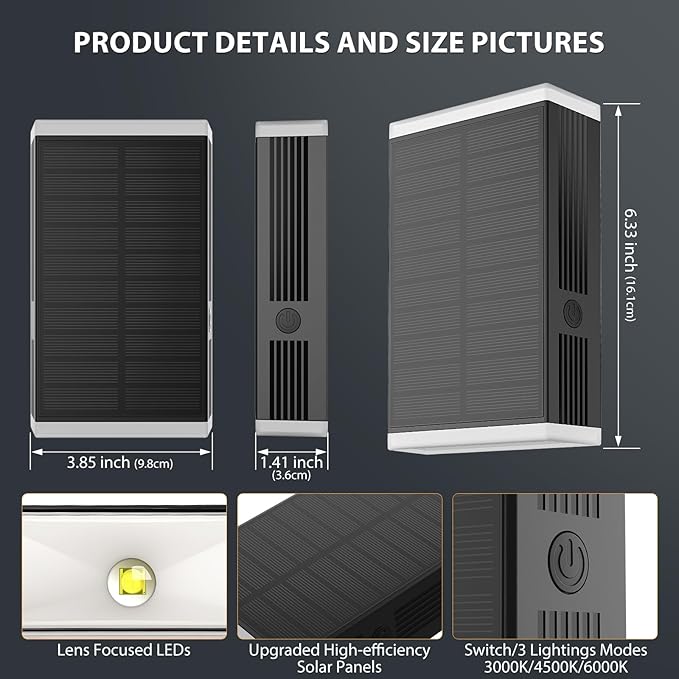 2 Pack Solar Wall Lights Outdoor IP67 Waterproof Up and Down Dusk to Dawn Porch Lights