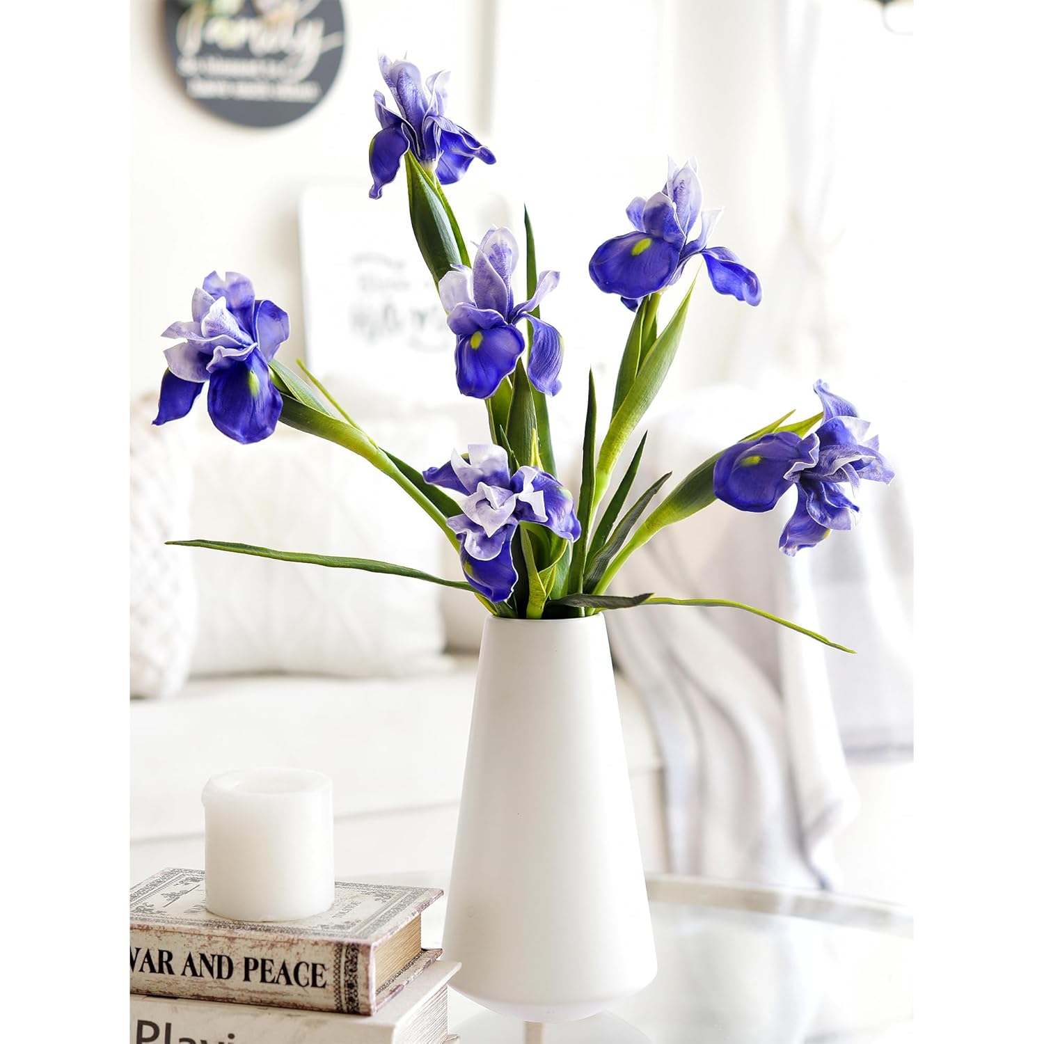 6 Long-Stem Real Touch Artificial Purple Irises – Realistic Faux Flowers for Home Décor, Wedding Bouquets, Centerpieces & Floral Arrangements