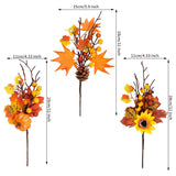 6 Pack Artificial Maple Leaves Branches Autumn Pumpkin Berry Twig Stem Orange Fall Stems Fake Artificial Flower Picks For Thanksgiving Christmas Harvest Festival Decoration Diy Floral Arrangements