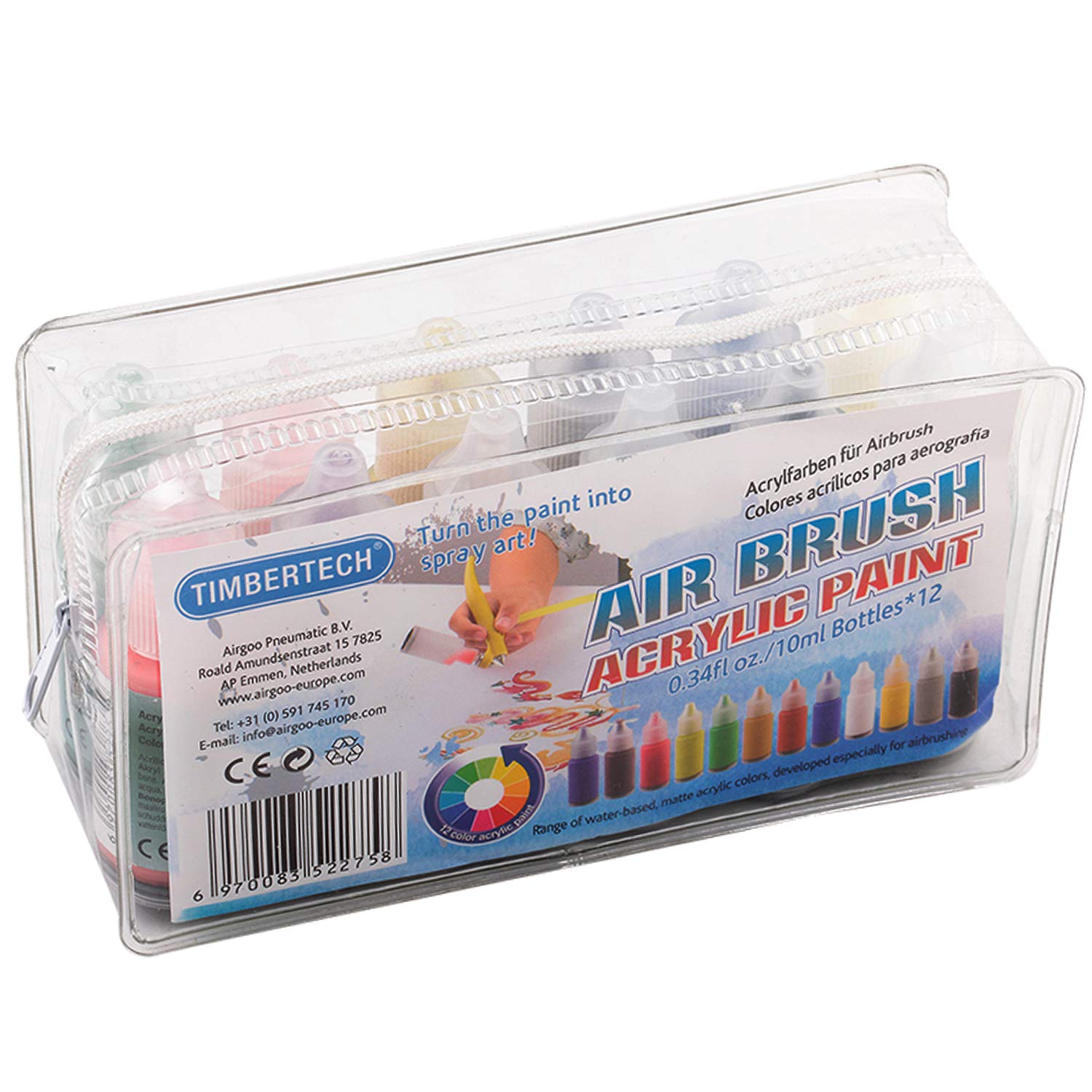 Acrylic Airbrush Paint, Professional 12X10Ml Color Set Of Acrylic Paint, Quick Drying Water Based, Rich Vivid Colors For Artists, Students, Beginners