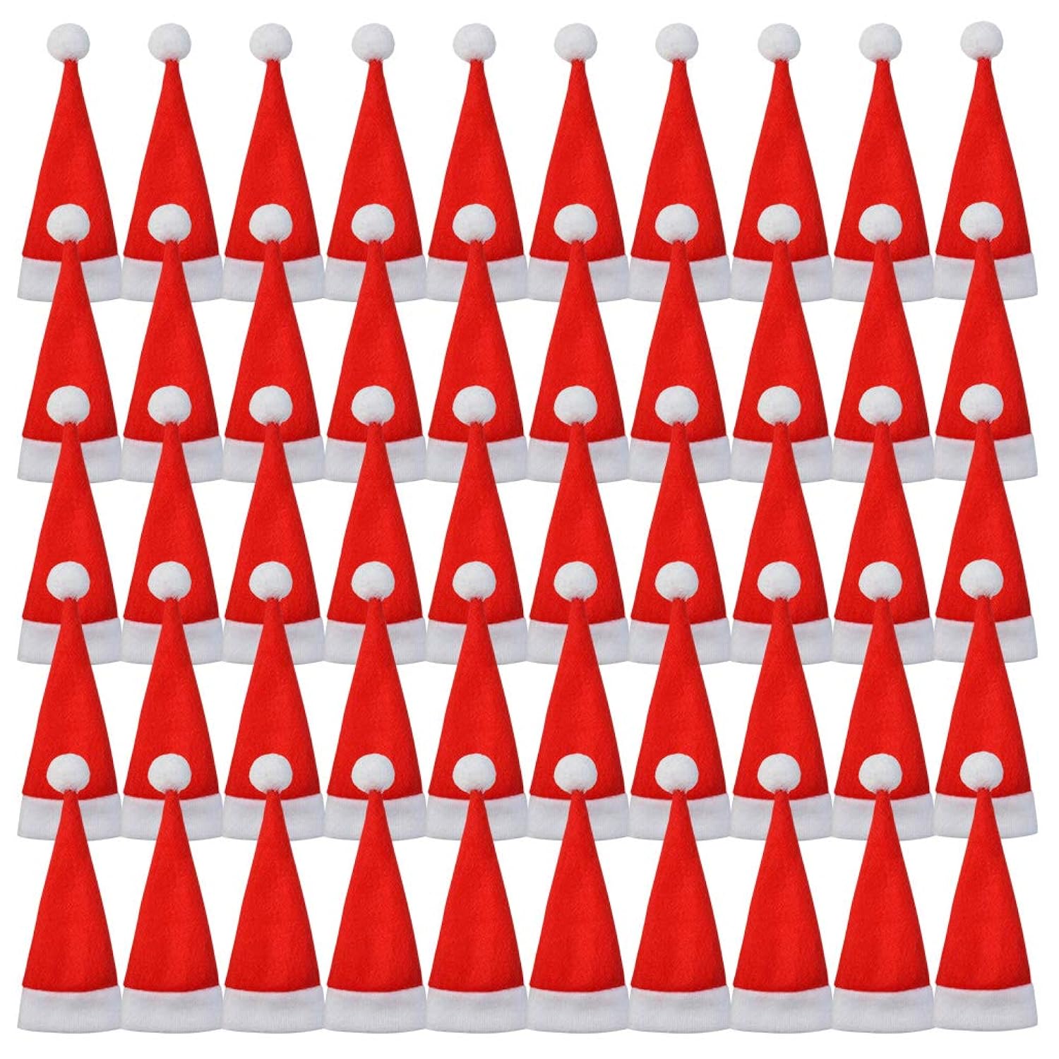 50 Pieces Christmas Santa Hats Silverware Holders, Christmas Cutlery Holders For Xmas Party Dinner Utensil And Flatware Organizers Decorations Supplies