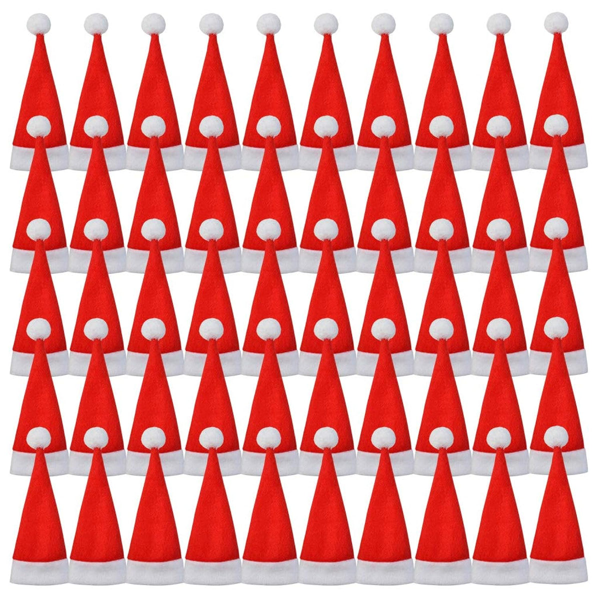 50 Pieces Christmas Santa Hats Silverware Holders, Christmas Cutlery Holders For Xmas Party Dinner Utensil And Flatware Organizers Decorations Supplies