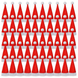 50 Pieces Christmas Santa Hats Silverware Holders, Christmas Cutlery Holders For Xmas Party Dinner Utensil And Flatware Organizers Decorations Supplies