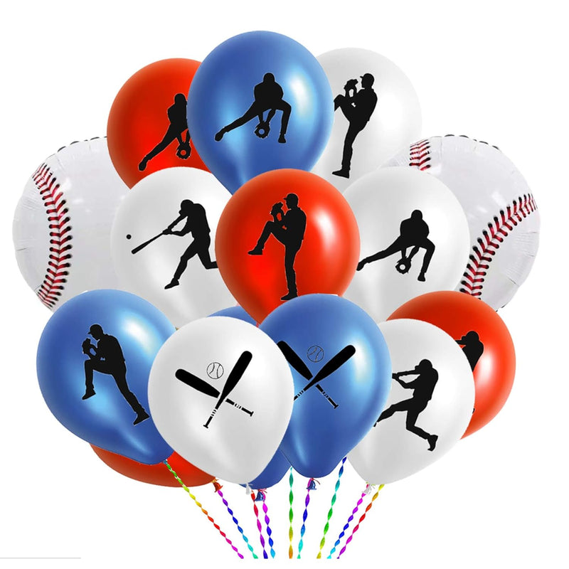 50Pcs Baseball Party Latex Balloons And Foil Balloons - Sports Game/Gr