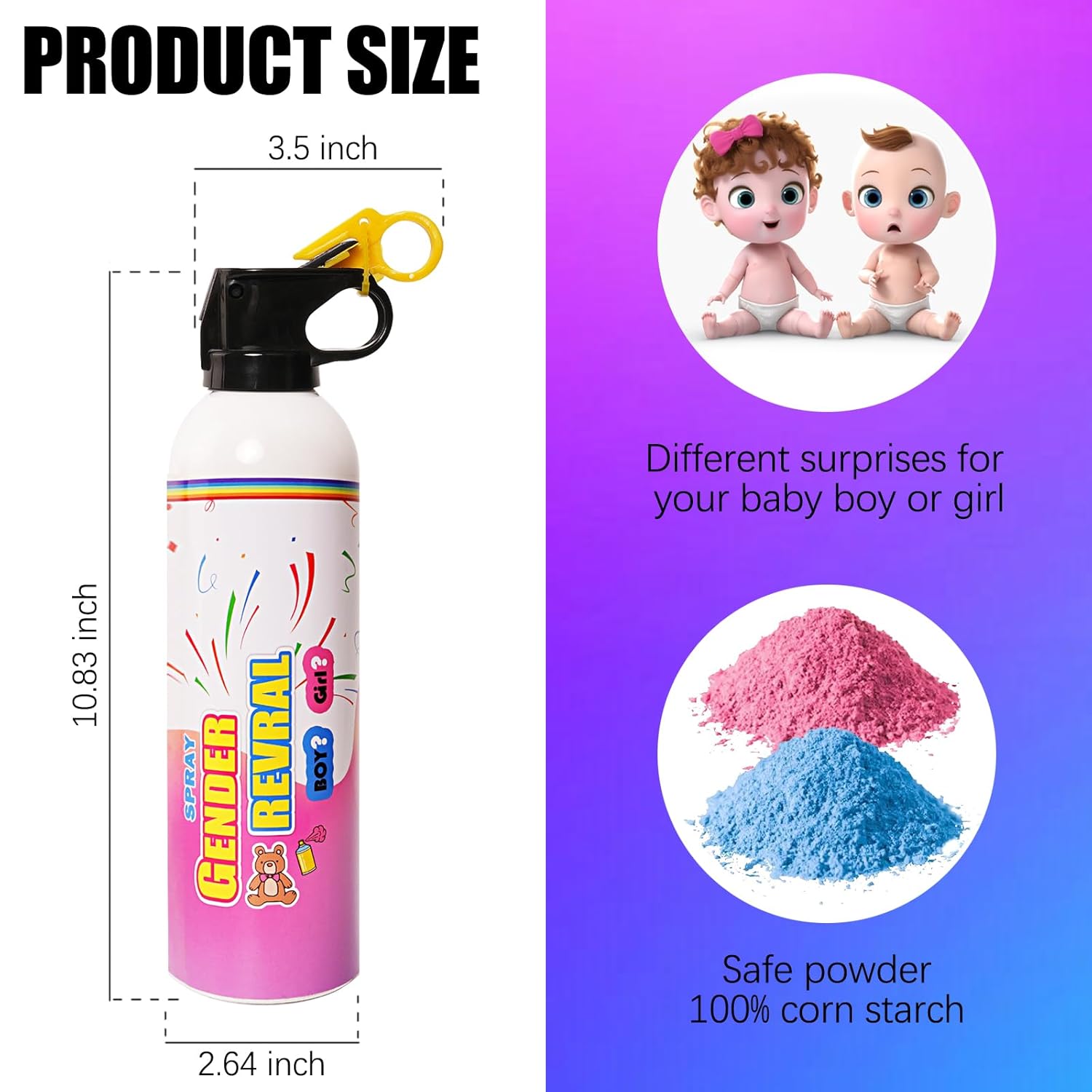 Gender Reveal Creative Fire Extinguisher Party Supplies 100% Biodegradable Creative Party Decor Creative Gender Reveal (Blue 2 Pcs)