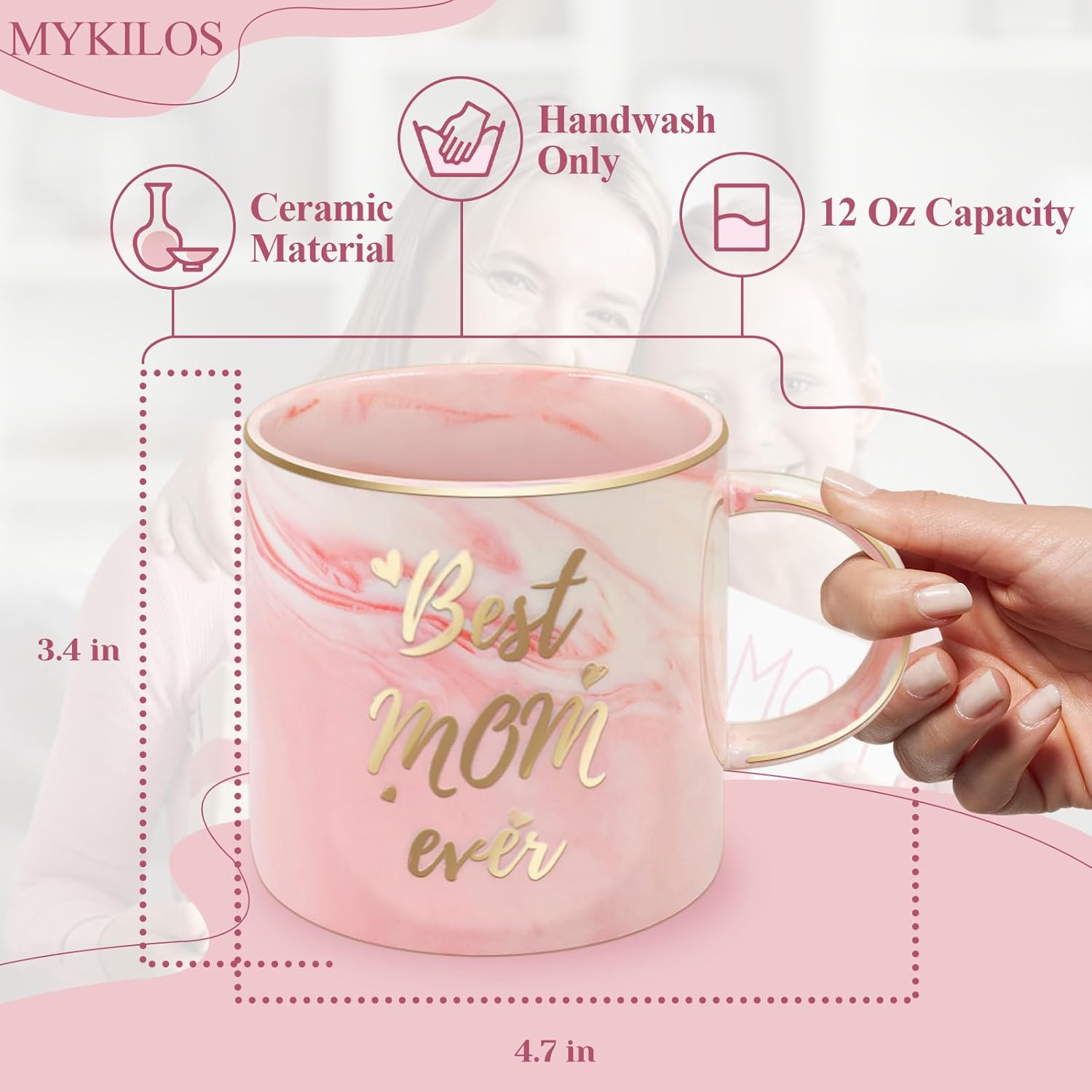 Birthday Christmas Gifts For Mom, Mom Gifts From Daughter Or Son, Mother'S Day Gift Basket, Moms Gift For Christmas, Thanksgiving, Mothers Day, Mother Basket With 12 Oz Ceramic Mug, Mirror, Necklace