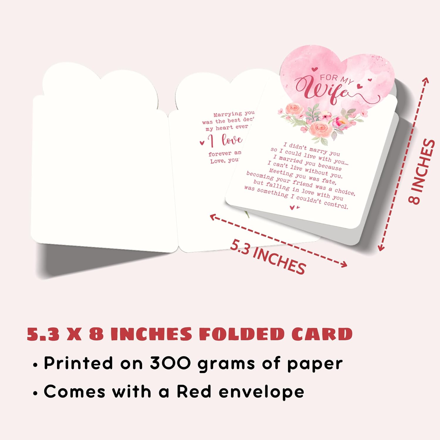 Valentines Day Card For Wife From Husband - Valentines'S Day Cards For Wife - Funny Romantic Love Cards For Her - Cute Gifts For Her - 5.3''X 8.0'' Flower Greeting Card & Envelope