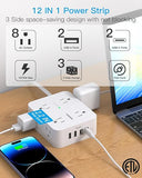 15FT Surge Protector Power Strip 8 Outlets 4 USB Ports 2 USB C Flat Plug Wall Mount Black