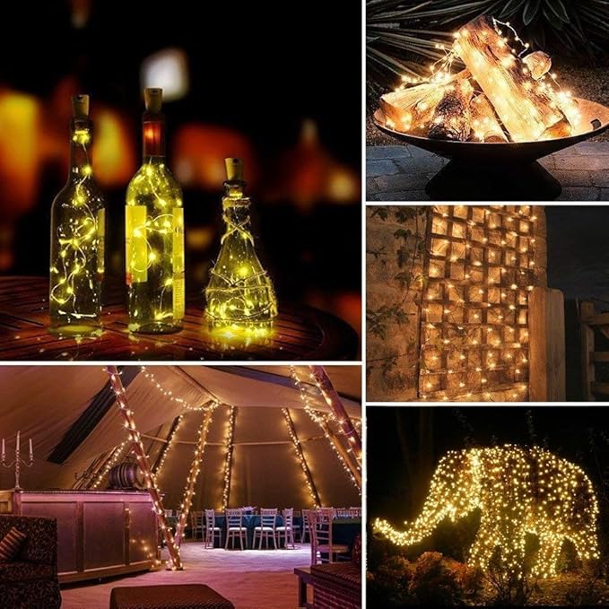 2 Pack Solar String Lights Outdoor 66FT 200 LED Warm White Waterproof Fairy Lights 8 Modes for Garden Patio Wedding Party Decor