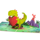 Love Dinosaur Valentines Day Pop Up Card, Volcano, Heart, 3D Greeting Cards, Gifts For Wife, Husband, Him, Her, Lovers, Boyfriend, Girlfriend, Kids, 5X7 - Includes Envelope And Message Note