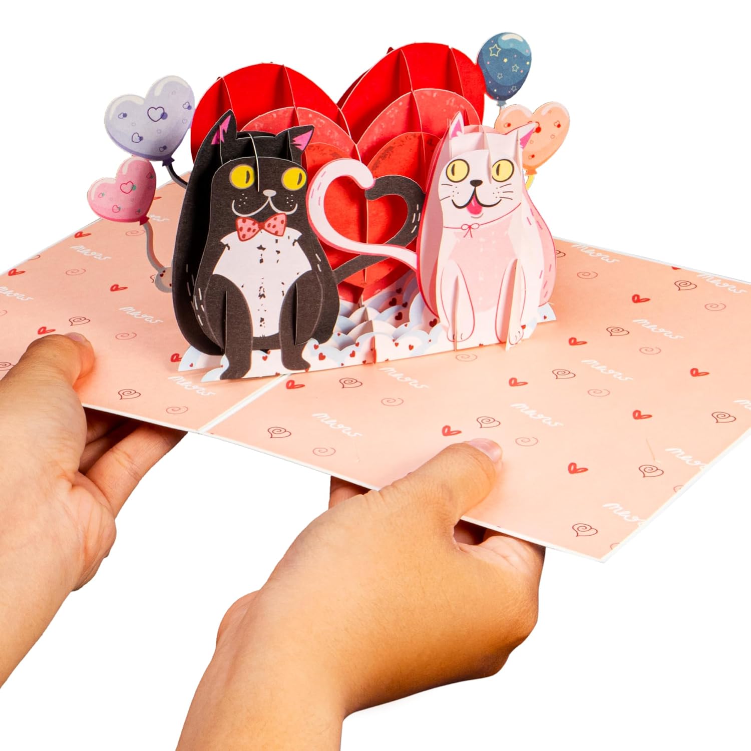 Frndly 3D Purrfect Love Pop Up Valentine'S Day Card, For Valentine'S Day, Birthday, Mothers Day, All Occasion, Handcrafted - 100% Recycled And Eco-Friendly, 8" X 6" Cover - With Note Tag
