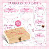Pink Bow Baby Shower Decorations, Coquette Baby Shower Prediction And Advice Cards, 50Pcs Pink Bow Advice And Wish Cards With Box For New Parents, Bow Games Activity For Gender Reveal Party
