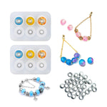 Jewelry Resin Bead Mold (2 Pcs) Diy Dried Flower Epoxy Ab Glue Round Bead Mold (5 Mm), Used For Resin Earrings, Bracelet Jewelry Making, Epoxy Craft Decoration Supplies And 30 S925 Silver Washers