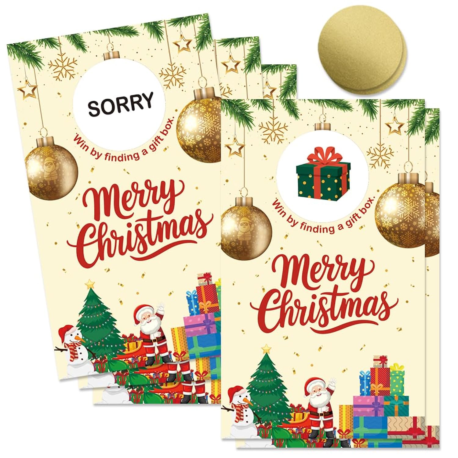 50 Pcs Merry Christmas Scratch Off Game Cards, Christmas Themed Party Supplies, Funny Holiday Scratch Cards For Lottery Group Games Activity, Raffle Tickets For Birthday Party