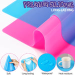Silicone Mat For Resin Molds, 2 Pcs 15.7" X 11.7" Playdough Mat, Silicone Mats For Crafts, Jewelry Resin Molds Mats, For Resin, Clay, Paint, Blue & Rose Red