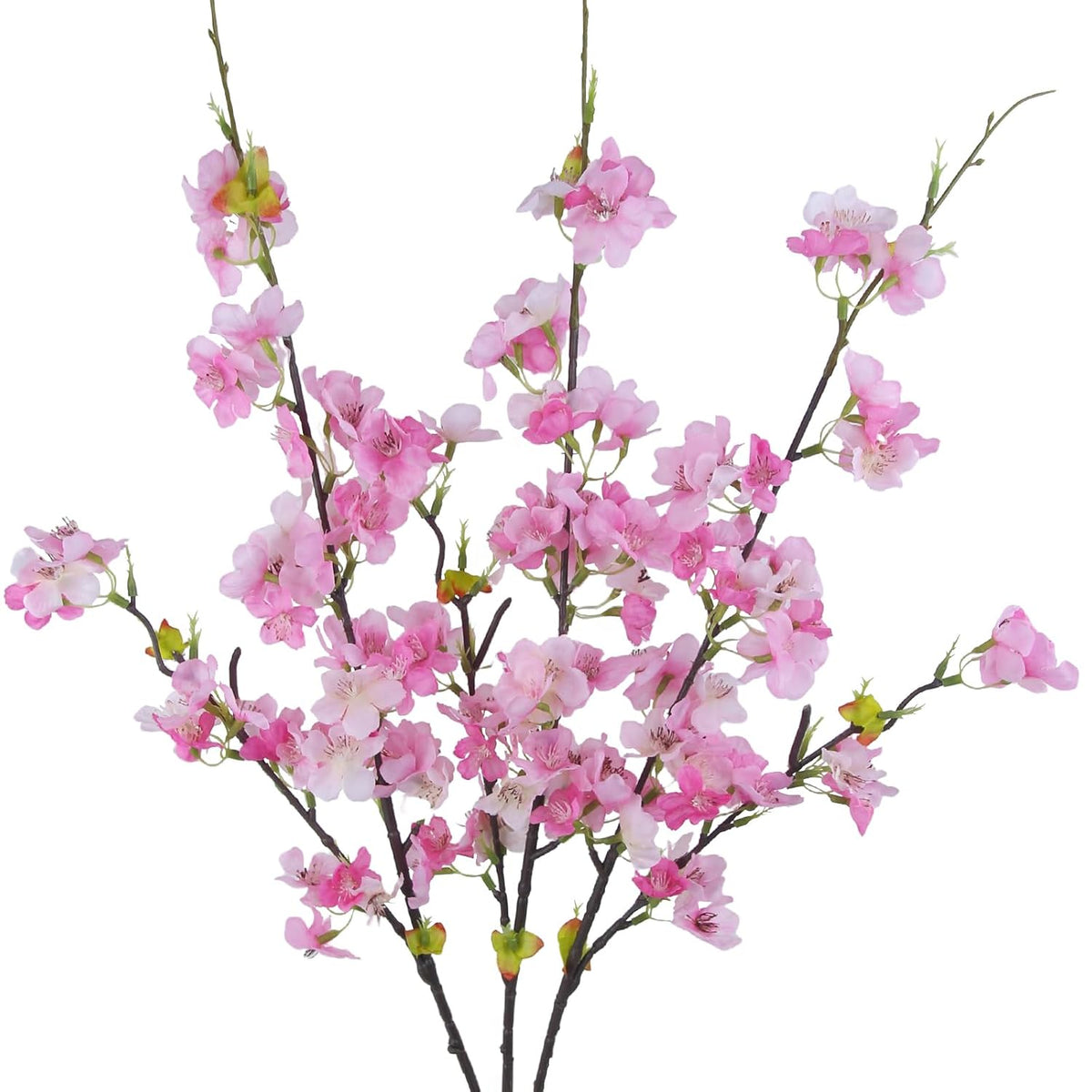 3 Pcs Artificial Cherry Blossom Flowers Faux Cherry Blossom Branches Silk Peach Flowers Bulk Spring Branches Arrangement Cherry Flowers Stems For Outdoor Indoor Wedding Table Decor Dark Pink