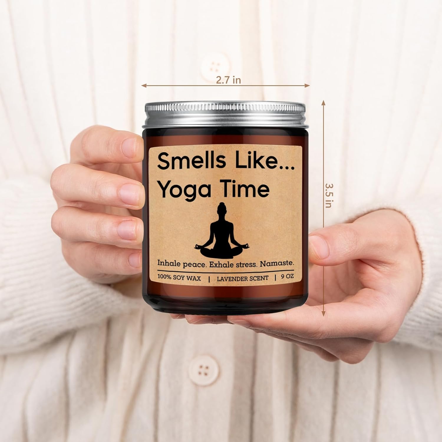Scented Candle - Yoga Gifts For Women, Men - Funny Namaste, Valentines, Birthday Gifts For Yoga Lovers - 2026 Meditation, Relaxing, Calming, Relaxation Present For Yogic Lovers, Lavender Candle