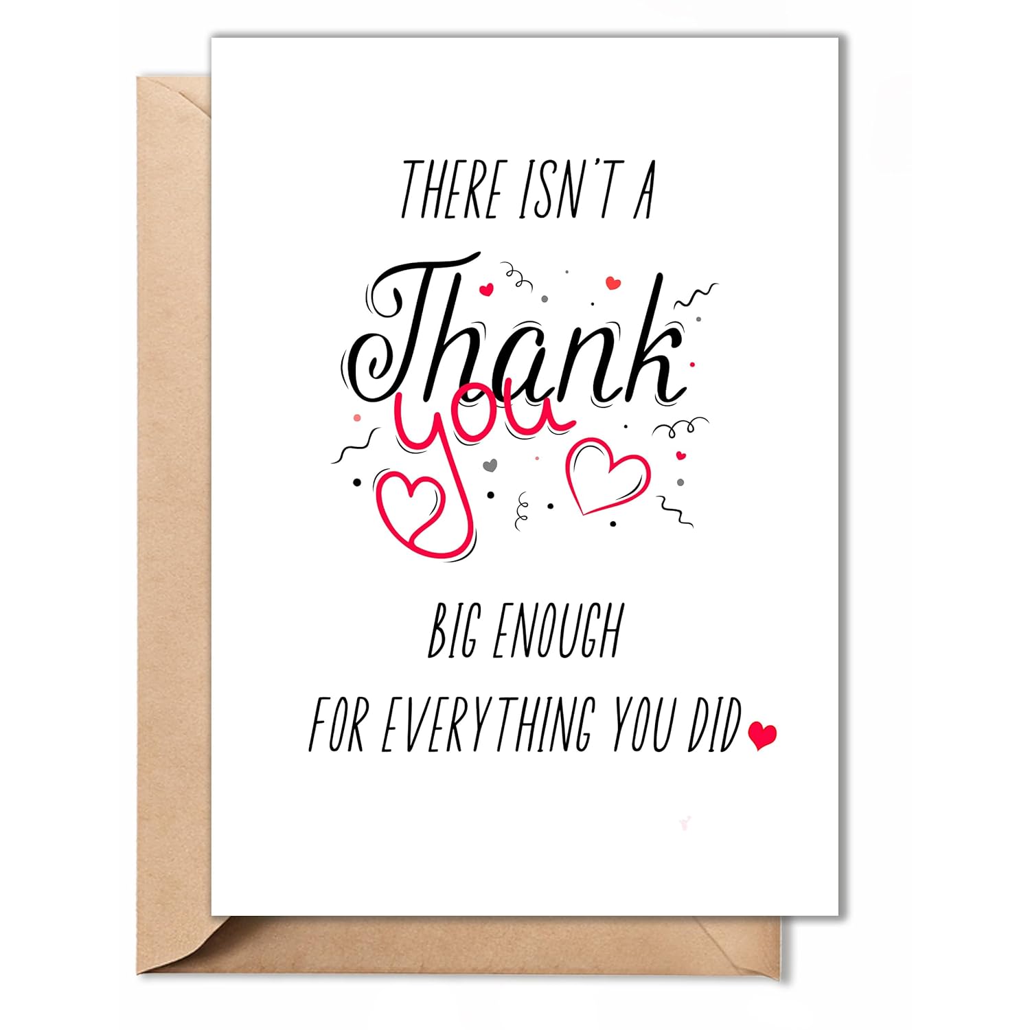 Thank You Card – Simple Cute Gratitude Card With Envelope, 5"X7" Folded Thankful, Blank Inside Greeting Card For Teacher, Boss, Coworker, Mom, Dad, Friend, Him, Her, Doctor, Mom, Dad, Bridesmaids, Groomsmen