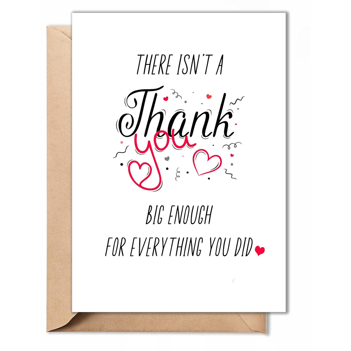 Thank You Card – Simple Cute Gratitude Card With Envelope, 5"X7" Folded Thankful, Blank Inside Greeting Card For Teacher, Boss, Coworker, Mom, Dad, Friend, Him, Her, Doctor, Mom, Dad, Bridesmaids, Groomsmen