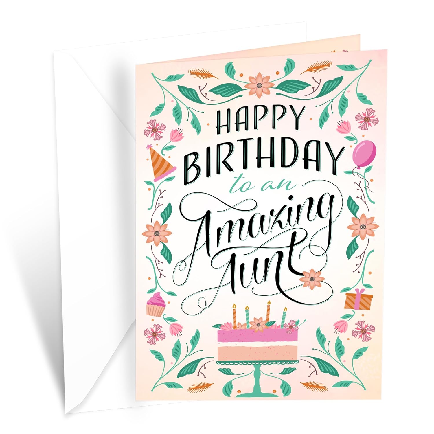 Happy Birthday Card For Aunt, Made In America, Eco-Friendly, Thick Card Stock With Premium Envelope 5In X 7.75In, Packaged In Protective Mailer