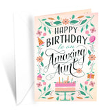 Happy Birthday Card For Aunt, Made In America, Eco-Friendly, Thick Card Stock With Premium Envelope 5In X 7.75In, Packaged In Protective Mailer