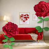 150Cm/60In Giant Red Rose Huge Artificial Flowers Jumbo Rose Props Big Large Flower Props For Decoration Creative Gift For Wedding Anniversary Birthday Mother'S Day