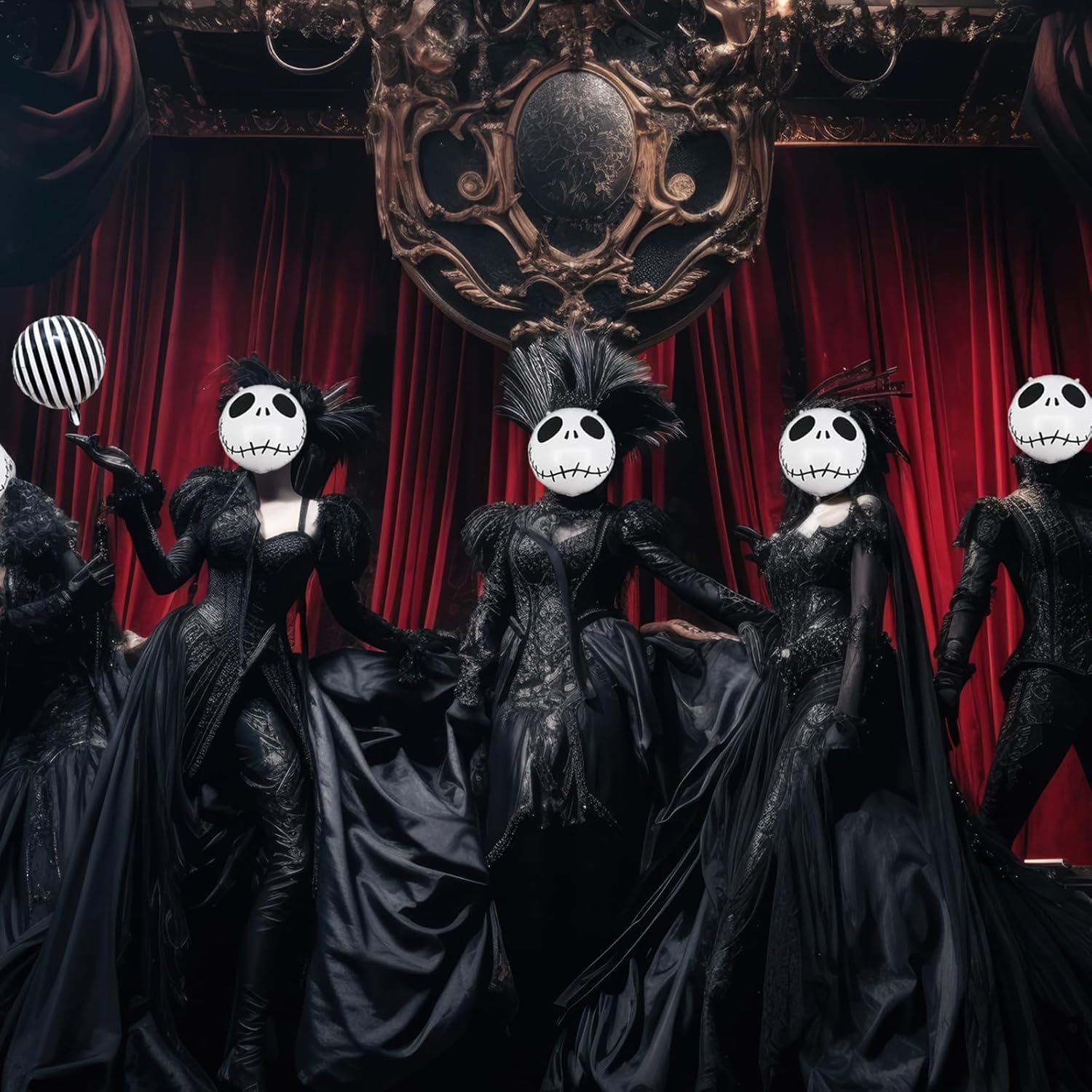 15 Pcs Halloween Party Balloons Skull Balloons Black And White Striped Skeletons Balloon Nightmare Skull Foil Balloons For Halloween Christmas Birthday Baby Shower Themed Party Decorations