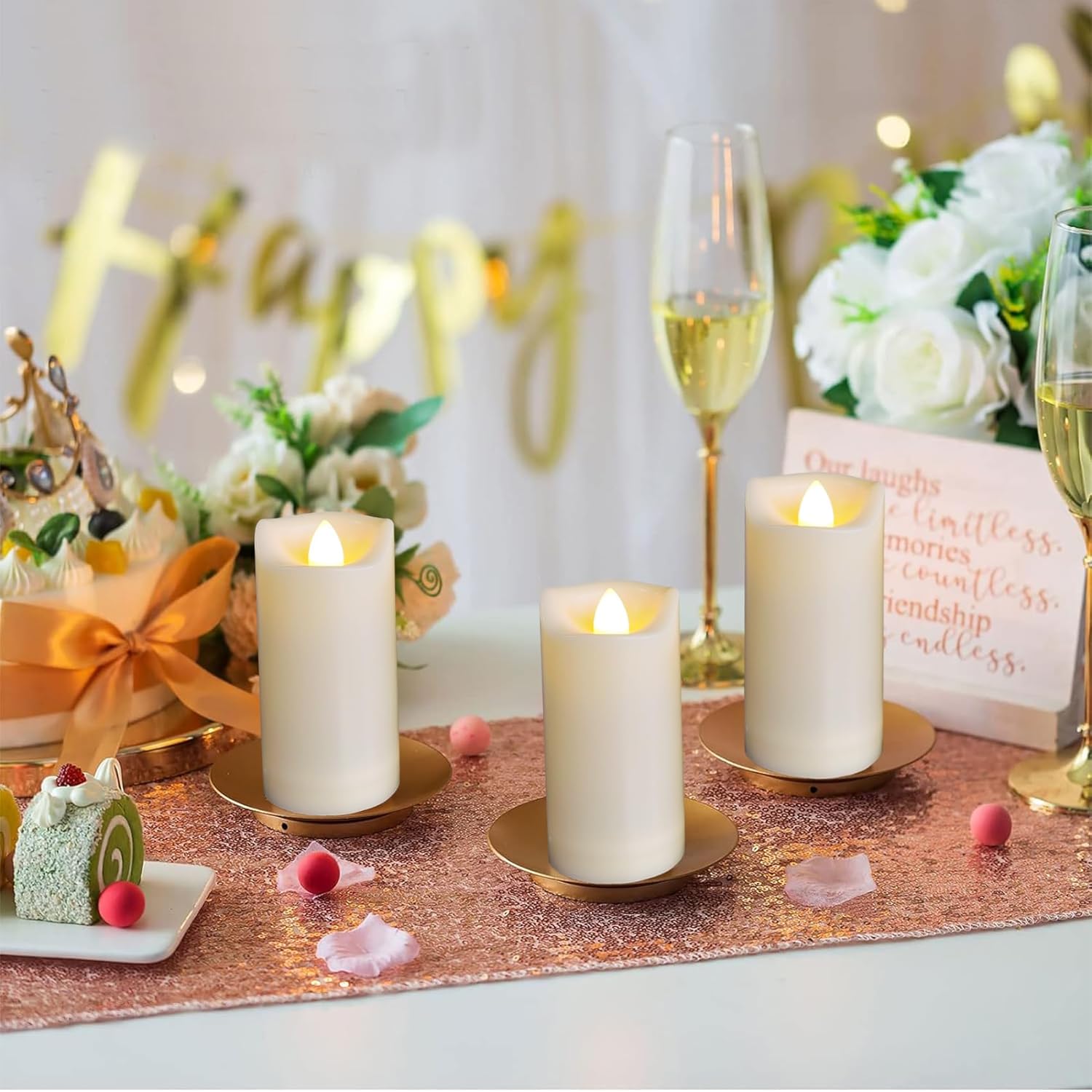 2"X4" Outdoor Led Battery Operated Candles With Timer/Remote 4 Pack Plastic Flickering Waterproof Flameless Candles Wedding Party Halloween Christmas Birthday Decoration Realistic Slim Pillar Candles