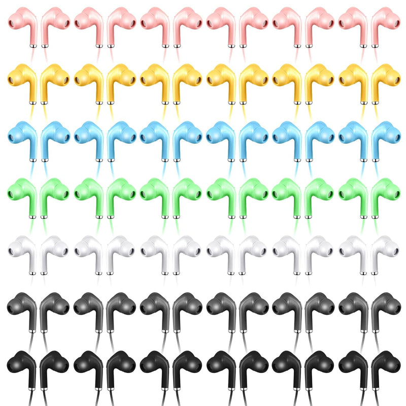 50 Pack Bulk Earbud Headphones With Mic Assorted Colors Student In Ear Earbuds