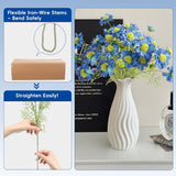 Artificial Scabiosa Flowers Long Stems, Realistic Silk Flowers Arrangement Fake Flowers Summer Bouquet For Home Decor Pack Of 4 (Blue)