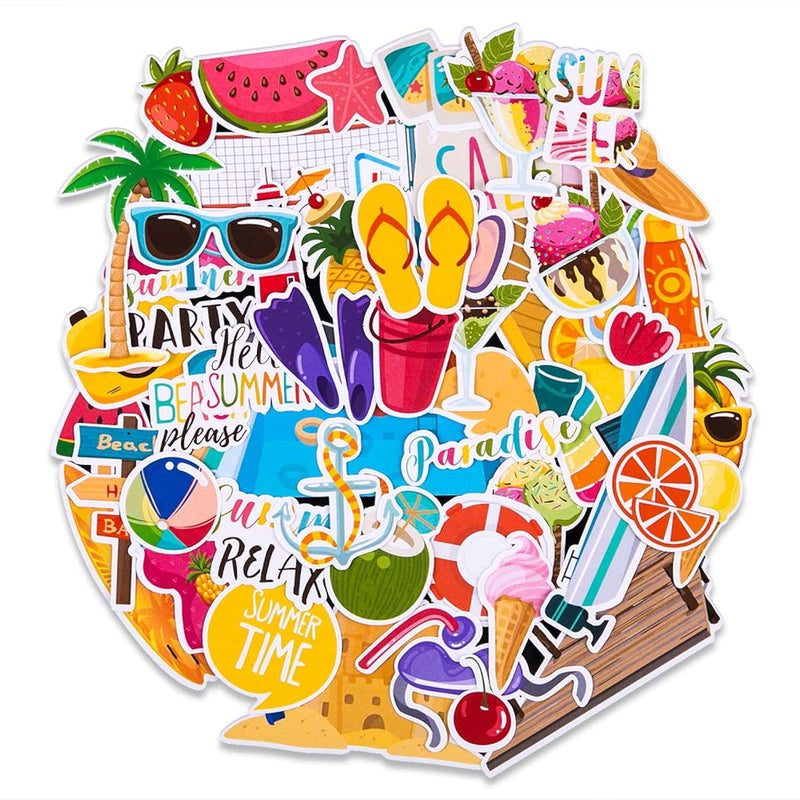 Summer Party Scrapbook Stickers,50Pcs Summer Scrapbooking Sticker Sticker Deca